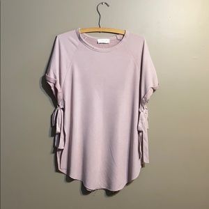 Lavender Field Mauve Pink Short Sleeve Sweater M